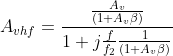 A_{vhf}= \frac{\frac{A_{v}}{(1+A_{v}\beta )}}{1+j\frac{f}{f_{2}}\frac{1}{(1+A_{v}\beta )} }